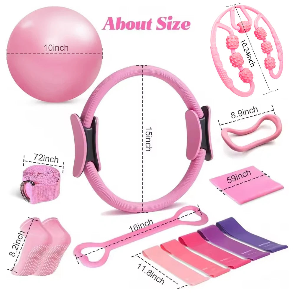 Pilates Yoga Set 13 Piece Home Pilates Kit for Women Pilates Equipment Toning Fitness Essentials Starter Set Accessories