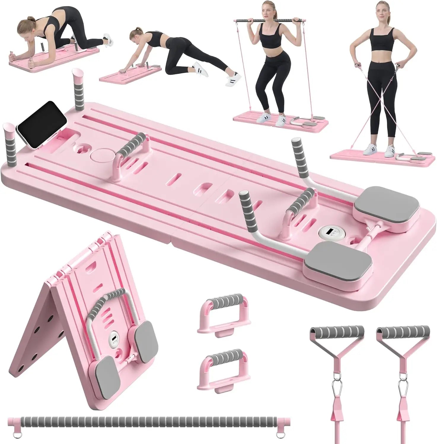 Multifunction Pilates Board Abdominal Board Resistance Bands Exercise Push-Ups Stands Fitness Plate Automatic Workout Exercise