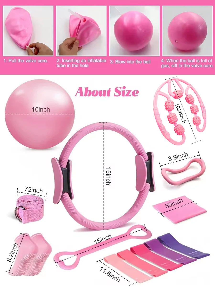 Pilates Yoga Set 13 Piece Home Pilates Kit for Women Pilates Equipment Toning Fitness Essentials Starter Set Accessories