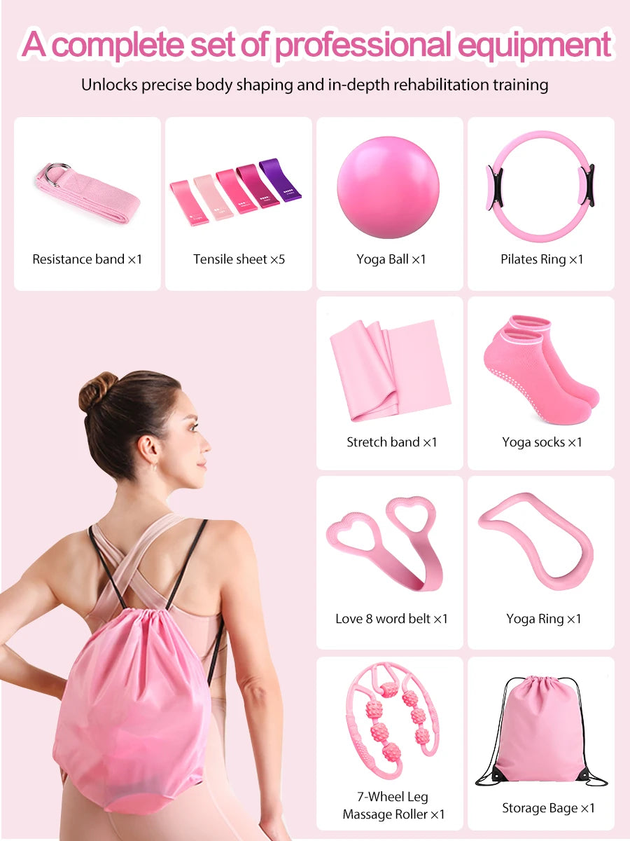 Pilates Yoga Set 13 Piece Home Pilates Kit for Women Pilates Equipment Toning Fitness Essentials Starter Set Accessories