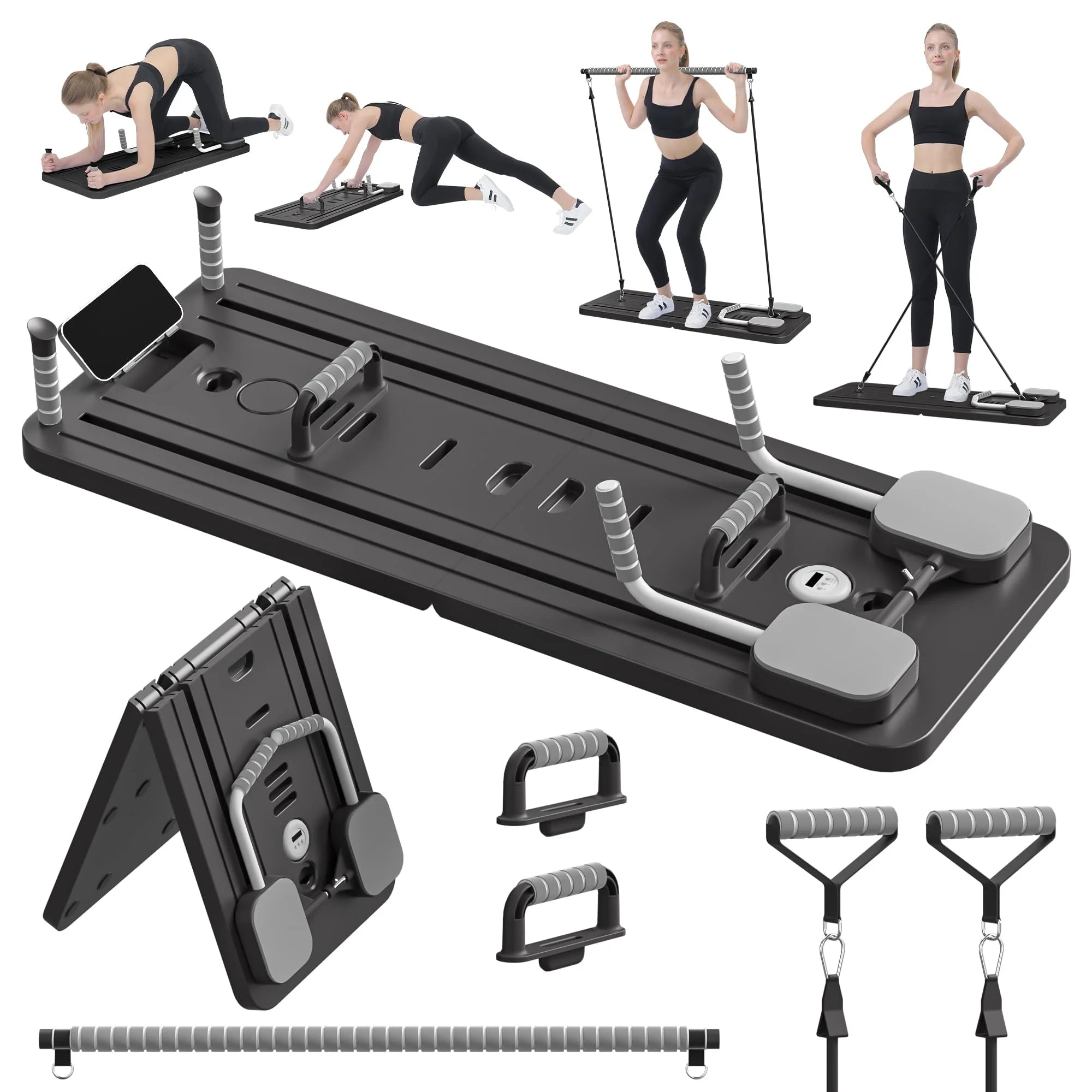 Multifunction Pilates Board Abdominal Board Resistance Bands Exercise Push-Ups Stands Fitness Plate Automatic Workout Exercise
