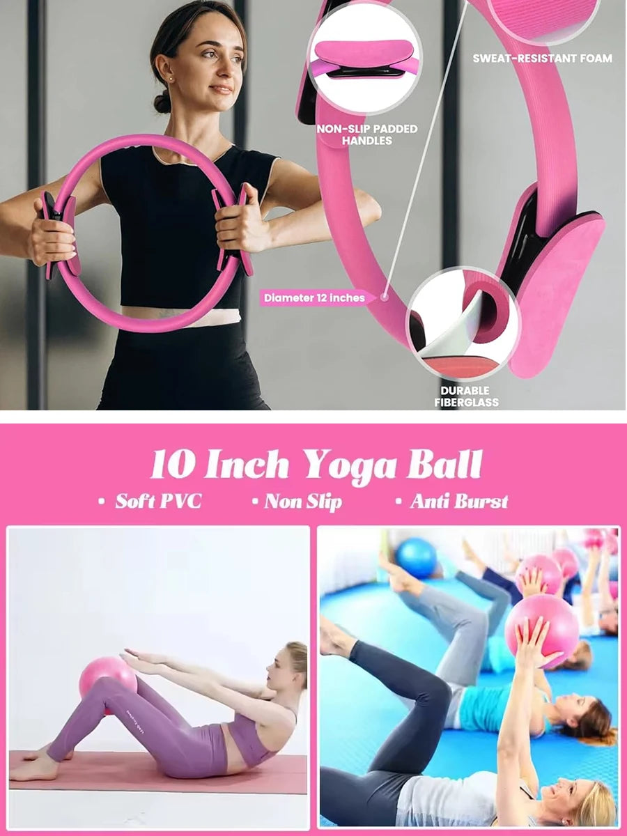 Pilates Yoga Set 13 Piece Home Pilates Kit for Women Pilates Equipment Toning Fitness Essentials Starter Set Accessories