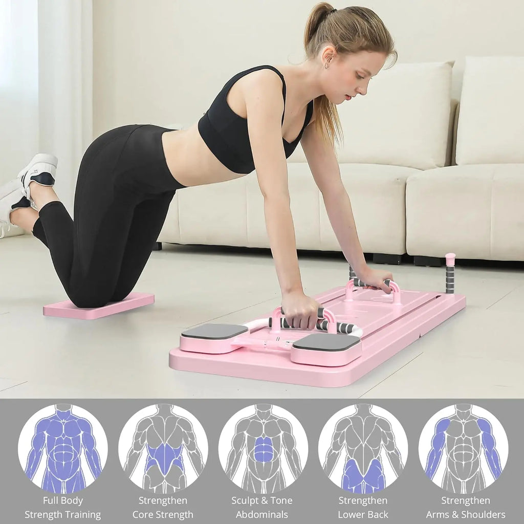 Multifunction Pilates Board Abdominal Board Resistance Bands Exercise Push-Ups Stands Fitness Plate Automatic Workout Exercise